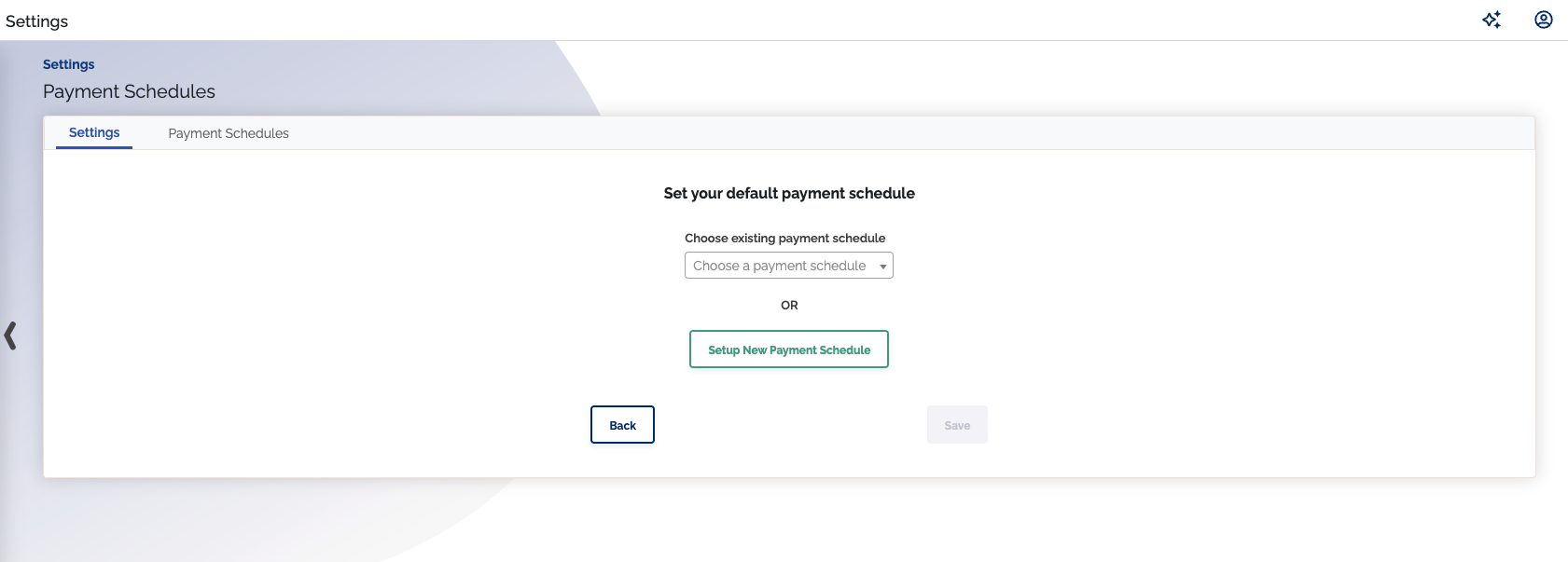 Set default payment schedule form