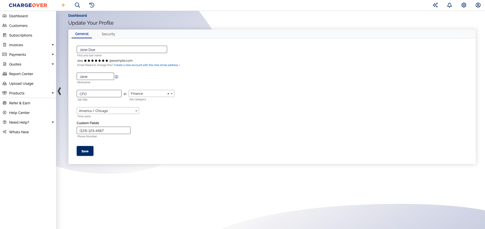 Update your profile page